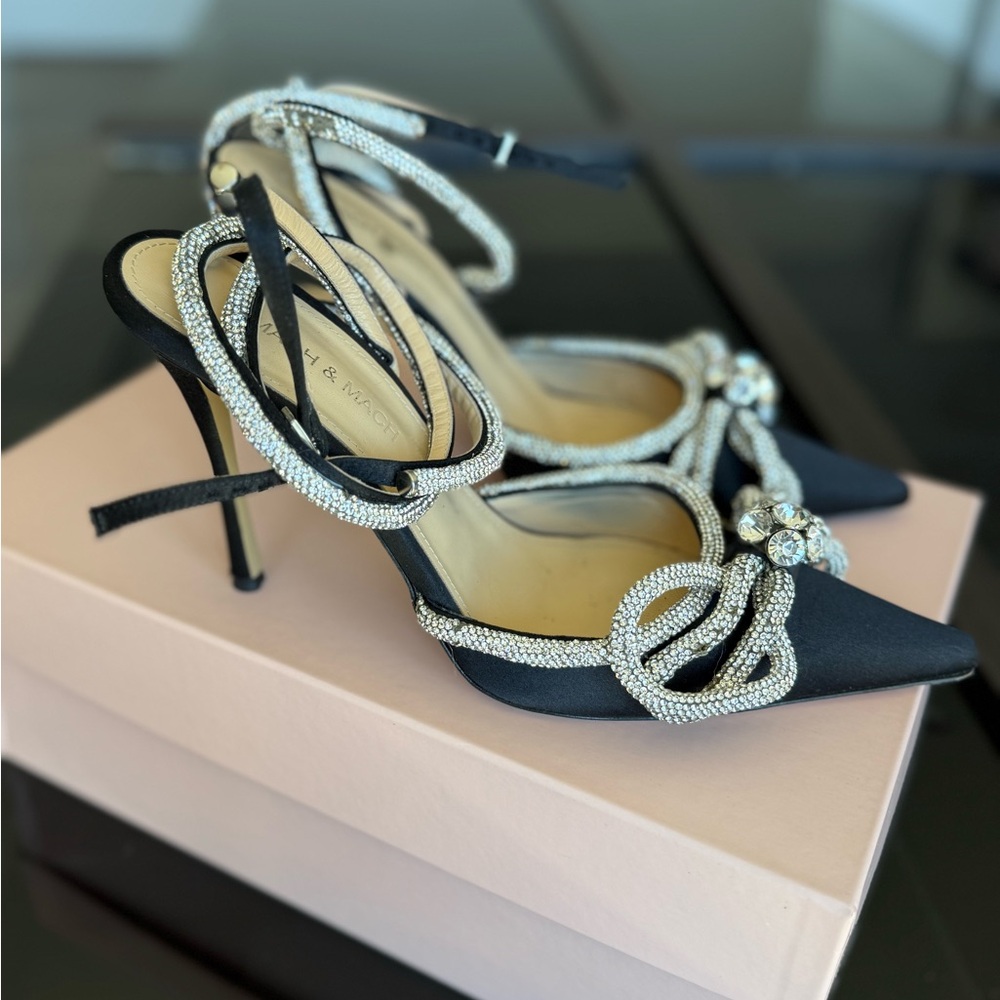 MACH & MACH Black and Silver Embellished Heels